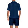imageEkouaer Men Satin Silk Pajamas Set with Pockets Sleepwear Shorts Satin Summer Loungewear 2 Piece Button Down Set S3XLStripe Navy