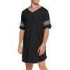 imageEkouaer Mens Nightshirt Comfy Nightwear BigampampTall V Neck Short Sleeve Soft Loose Pajama Sleep ShirtBlack