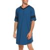 imageEkouaer Mens Nightshirt Comfy Nightwear BigampampTall V Neck Short Sleeve Soft Loose Pajama Sleep ShirtBlue