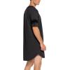 imageEkouaer Mens Nightshirt Comfy Nightwear BigampampTall V Neck Short Sleeve Soft Loose Pajama Sleep ShirtDark Grey