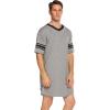 imageEkouaer Mens Nightshirt Comfy Nightwear BigampampTall V Neck Short Sleeve Soft Loose Pajama Sleep ShirtLight Grey
