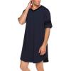 imageEkouaer Mens Nightshirt Comfy Nightwear BigampampTall V Neck Short Sleeve Soft Loose Pajama Sleep ShirtNavy Blue