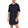 imageEkouaer Mens Nightshirt Comfy Nightwear BigampampTall V Neck Short Sleeve Soft Loose Pajama Sleep ShirtNavy Blue