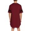 imageEkouaer Mens Nightshirt Comfy Nightwear BigampampTall V Neck Short Sleeve Soft Loose Pajama Sleep ShirtWine Red