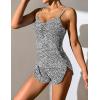 imageEkouaer Women Pajamas Set Cami Sleepwear Lingerie V Neck Soft PJS Set with Shorts SXXLBlack Leopard