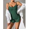 imageEkouaer Women Pajamas Set Cami Sleepwear Lingerie V Neck Soft PJS Set with Shorts SXXLBright Green