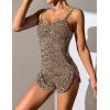 imageEkouaer Women Pajamas Set Cami Sleepwear Lingerie V Neck Soft PJS Set with Shorts SXXLBrown Leopard