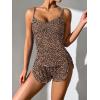 imageEkouaer Women Pajamas Set Cami Sleepwear Lingerie V Neck Soft PJS Set with Shorts SXXLBrown Leopard