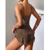 imageEkouaer Women Pajamas Set Cami Sleepwear Lingerie V Neck Soft PJS Set with Shorts SXXLBrown Leopard