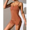 imageEkouaer Women Pajamas Set Cami Sleepwear Lingerie V Neck Soft PJS Set with Shorts SXXLCaramel