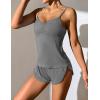 imageEkouaer Women Pajamas Set Cami Sleepwear Lingerie V Neck Soft PJS Set with Shorts SXXLGrey