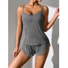 imageEkouaer Women Pajamas Set Cami Sleepwear Lingerie V Neck Soft PJS Set with Shorts SXXLGrey