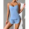 imageEkouaer Women Pajamas Set Cami Sleepwear Lingerie V Neck Soft PJS Set with Shorts SXXLLight Blue