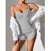 imageEkouaer Women Pajamas Set Cami Sleepwear Lingerie V Neck Soft PJS Set with Shorts SXXLLight Grey