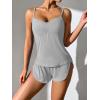 imageEkouaer Women Pajamas Set Cami Sleepwear Lingerie V Neck Soft PJS Set with Shorts SXXLLight Grey