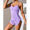 imageEkouaer Women Pajamas Set Cami Sleepwear Lingerie V Neck Soft PJS Set with Shorts SXXLLilac Purple