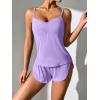imageEkouaer Women Pajamas Set Cami Sleepwear Lingerie V Neck Soft PJS Set with Shorts SXXLLilac Purple