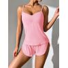 imageEkouaer Women Pajamas Set Cami Sleepwear Lingerie V Neck Soft PJS Set with Shorts SXXLMisty Rose