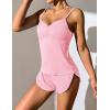 imageEkouaer Women Pajamas Set Cami Sleepwear Lingerie V Neck Soft PJS Set with Shorts SXXLMisty Rose