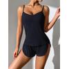 imageEkouaer Women Pajamas Set Cami Sleepwear Lingerie V Neck Soft PJS Set with Shorts SXXLNavy Blue