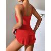 imageEkouaer Women Pajamas Set Cami Sleepwear Lingerie V Neck Soft PJS Set with Shorts SXXLRed
