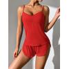 imageEkouaer Women Pajamas Set Cami Sleepwear Lingerie V Neck Soft PJS Set with Shorts SXXLRed