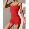 imageEkouaer Women Pajamas Set Cami Sleepwear Lingerie V Neck Soft PJS Set with Shorts SXXLRed