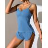 imageEkouaer Women Pajamas Set Cami Sleepwear Lingerie V Neck Soft PJS Set with Shorts SXXLSky Blue
