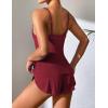 imageEkouaer Women Pajamas Set Cami Sleepwear Lingerie V Neck Soft PJS Set with Shorts SXXLWine Red