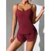 imageEkouaer Women Pajamas Set Cami Sleepwear Lingerie V Neck Soft PJS Set with Shorts SXXLWine Red