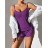 imageEkouaer Women Pajamas Set Cami Sleepwear Lingerie V Neck Soft PJS Set with Shorts SXXLWineberry