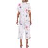 imageEkouaer Womens Pajamas Set Short Sleeve Top With Capri Pants Pjs Lounge ampamp Sleepwear Set SXXL0white With Pink Flowers