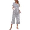 imageEkouaer Womens Pajamas Set Short Sleeve Top With Capri Pants Pjs Lounge ampamp Sleepwear Set SXXLGreyCoffee Cup