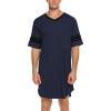 imageEkouaer Mens Nightshirt Comfy Nightwear BigampampTall V Neck Short Sleeve Soft Loose Pajama Sleep ShirtNavy Blue