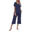 imageEkouaer Womens Pajamas Set Short Sleeve Top With Capri Pants Pjs Lounge ampamp Sleepwear Set SXXLNavyWhite Star