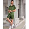 imageEkouaer Men Silk Pajamas Set 2 Piece Pjs Soft Satin Sleepwear Shorts Button Down Tops Loungewear with PocketsArmy Green