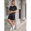 imageEkouaer Men Silk Pajamas Set 2 Piece Pjs Soft Satin Sleepwear Shorts Button Down Tops Loungewear with PocketsBlack