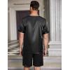 imageEkouaer Men Silk Pajamas Set 2 Piece Pjs Soft Satin Sleepwear Shorts Button Down Tops Loungewear with PocketsBlack