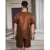 imageEkouaer Men Silk Pajamas Set 2 Piece Pjs Soft Satin Sleepwear Shorts Button Down Tops Loungewear with PocketsBrown