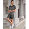 imageEkouaer Men Silk Pajamas Set 2 Piece Pjs Soft Satin Sleepwear Shorts Button Down Tops Loungewear with PocketsDark Gray