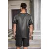 imageEkouaer Men Silk Pajamas Set 2 Piece Pjs Soft Satin Sleepwear Shorts Button Down Tops Loungewear with PocketsDark Gray