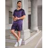 imageEkouaer Men Silk Pajamas Set 2 Piece Pjs Soft Satin Sleepwear Shorts Button Down Tops Loungewear with PocketsDeep Purple
