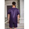 imageEkouaer Men Silk Pajamas Set 2 Piece Pjs Soft Satin Sleepwear Shorts Button Down Tops Loungewear with PocketsDeep Purple