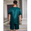 imageEkouaer Men Silk Pajamas Set 2 Piece Pjs Soft Satin Sleepwear Shorts Button Down Tops Loungewear with PocketsGreen