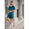 imageEkouaer Men Silk Pajamas Set 2 Piece Pjs Soft Satin Sleepwear Shorts Button Down Tops Loungewear with PocketsGreen