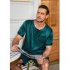 imageEkouaer Men Silk Pajamas Set 2 Piece Pjs Soft Satin Sleepwear Shorts Button Down Tops Loungewear with PocketsGreen