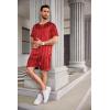 imageEkouaer Men Silk Pajamas Set 2 Piece Pjs Soft Satin Sleepwear Shorts Button Down Tops Loungewear with PocketsRed Striped