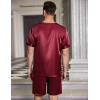 imageEkouaer Men Silk Pajamas Set 2 Piece Pjs Soft Satin Sleepwear Shorts Button Down Tops Loungewear with PocketsWine Red