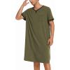 imageEkouaer Mens Nightshirt Nightwear Comfy BigampampTall Short Sleeve Henley Sleep ShirtArmy Green