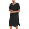 imageEkouaer Mens Nightshirt Nightwear Comfy BigampampTall Short Sleeve Henley Sleep ShirtBlack